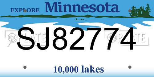 SJ82774 Minnesota License Plate