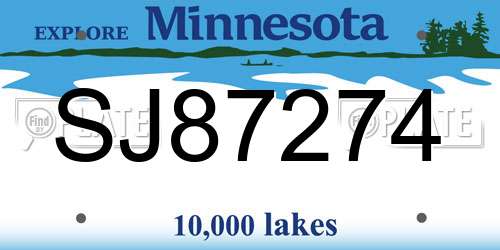 SJ87274 Minnesota License Plate