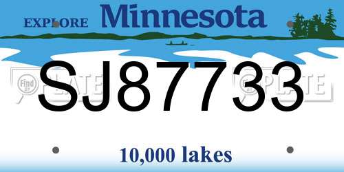 SJ87733 Minnesota License Plate
