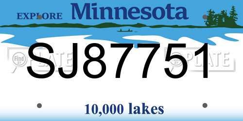 SJ87751 Minnesota License Plate