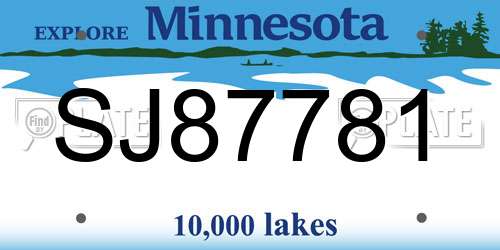 SJ87781 Minnesota License Plate