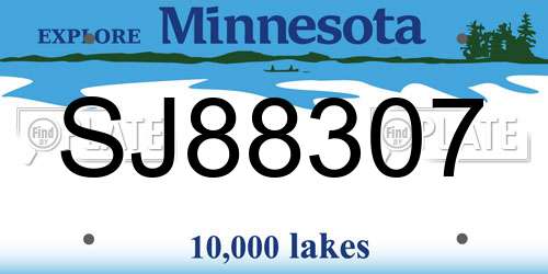 SJ88307 Minnesota License Plate