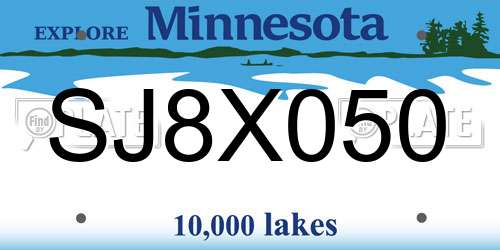 SJ8X050 Minnesota License Plate