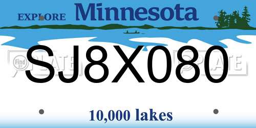 SJ8X080 Minnesota License Plate
