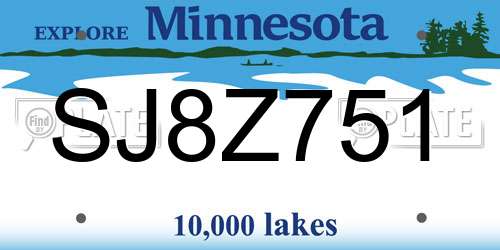 SJ8Z751 Minnesota License Plate