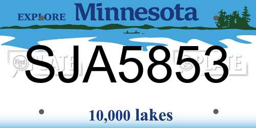 SJA5853 Minnesota License Plate
