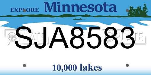 SJA8583 Minnesota License Plate
