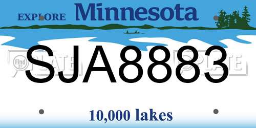 SJA8883 Minnesota License Plate