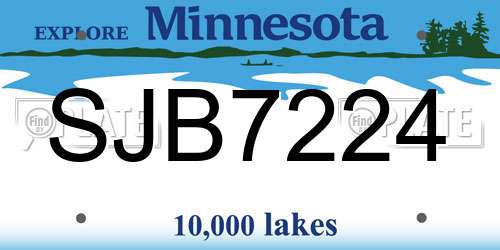 SJB7224 Minnesota License Plate