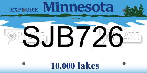 SJB726 Minnesota License Plate