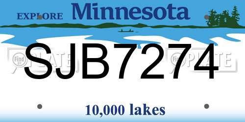 SJB7274 Minnesota License Plate