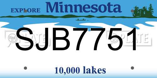 SJB7751 Minnesota License Plate