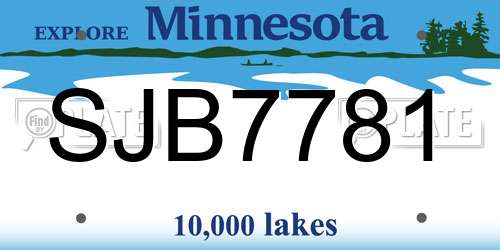 SJB7781 Minnesota License Plate