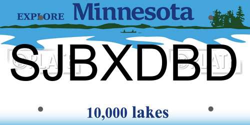 SJBXDBD Minnesota License Plate