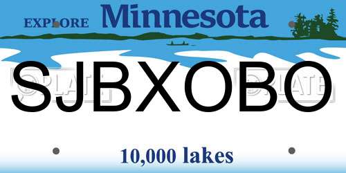 SJBXOBO Minnesota License Plate