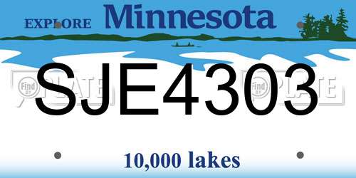 SJE4303 Minnesota License Plate