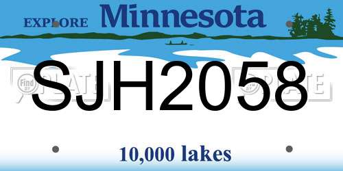 SJH2058 Minnesota License Plate