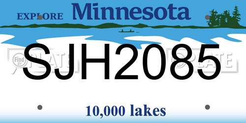 SJH2085 Minnesota License Plate