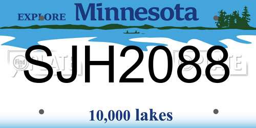 SJH2088 Minnesota License Plate
