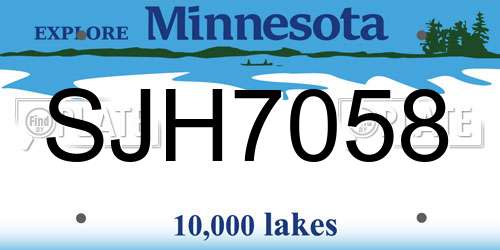 SJH7058 Minnesota License Plate