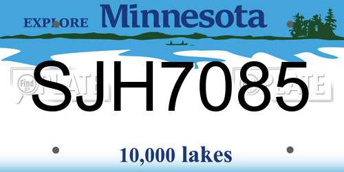 SJH7085 Minnesota License Plate
