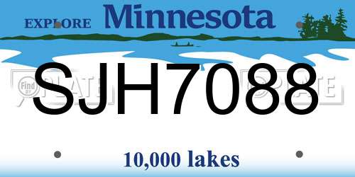 SJH7088 Minnesota License Plate