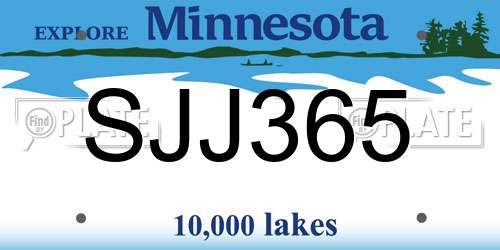 SJJ365 Minnesota License Plate