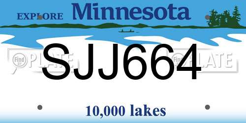 SJJ664 Minnesota License Plate