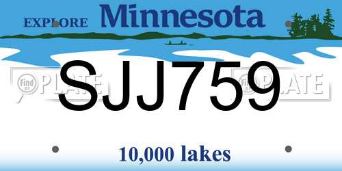 SJJ759 Minnesota License Plate
