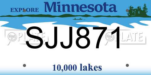 SJJ871 Minnesota License Plate
