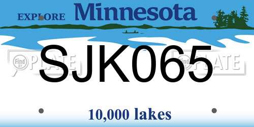 SJK065 Minnesota License Plate