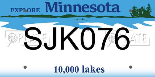 SJK076 Minnesota License Plate