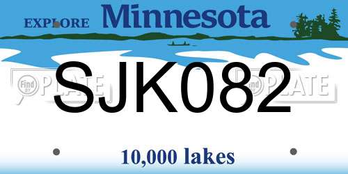 SJK082 Minnesota License Plate