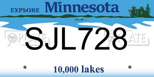 SJL728 Minnesota License Plate