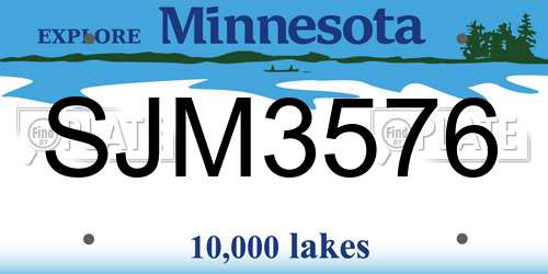 SJM3576 Minnesota License Plate