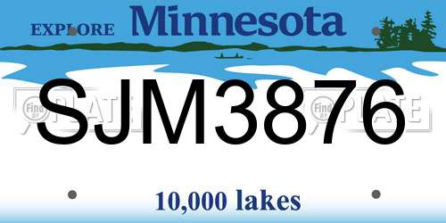 SJM3876 Minnesota License Plate