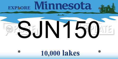 SJN150 Minnesota License Plate