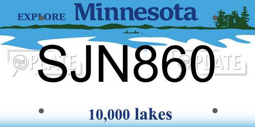 SJN860 Minnesota License Plate