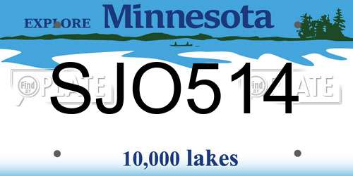 SJO514 Minnesota License Plate