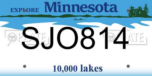 SJO814 Minnesota License Plate