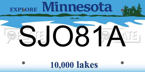SJO81A Minnesota License Plate