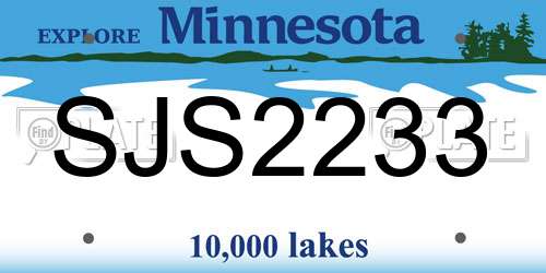SJS2233 Minnesota License Plate