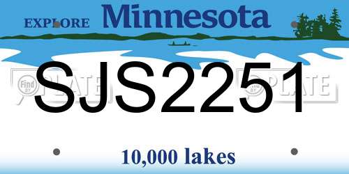 SJS2251 Minnesota License Plate