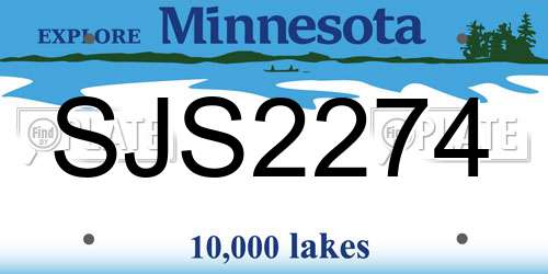 SJS2274 Minnesota License Plate
