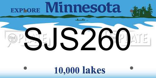 SJS260 Minnesota License Plate