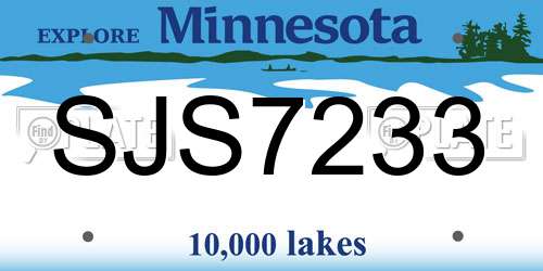SJS7233 Minnesota License Plate