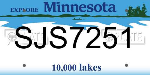 SJS7251 Minnesota License Plate