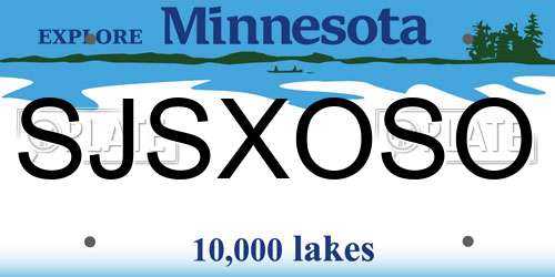 SJSXOSO Minnesota License Plate