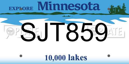 SJT859 Minnesota License Plate