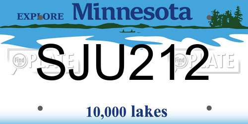 SJU212 Minnesota License Plate